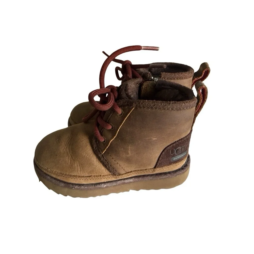 UGG T Neumel II Boots Toddler Size 10 Brown Suede Zip Lined Chukka 1017320T